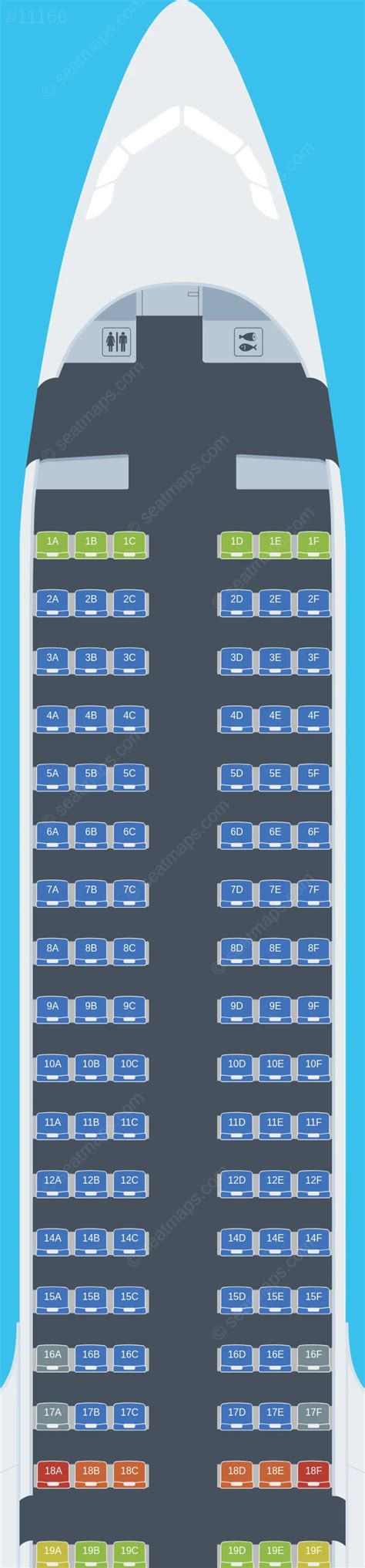 Seat map of HK Express Airbus A321 aircraft.